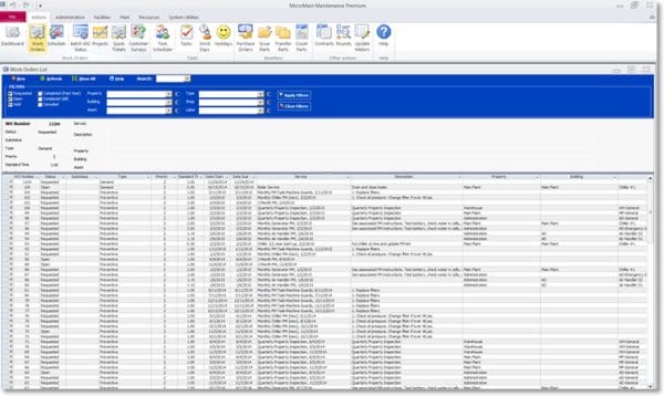 Work Orders Screenshot - MicroMain